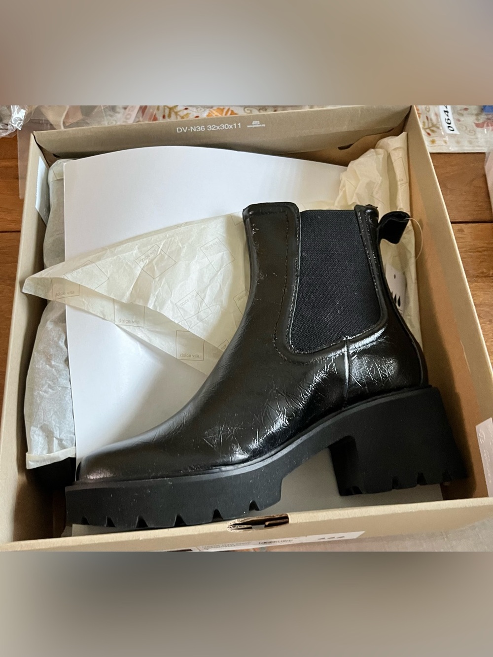 Dolce Vita Women’s Black Crinkle Patent Leather Boots - WaterProof